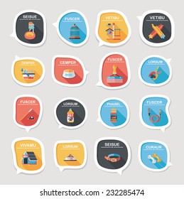 Pet bubble speech flat banner design background set, eps10, dummy text