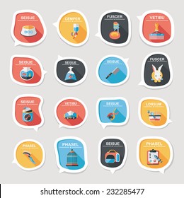 Pet bubble speech flat banner design background set, eps10, dummy text