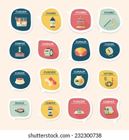 Pet bubble speech flat banner design background set, eps10, dummy text