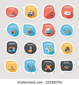 Pet bubble speech flat banner design background set, eps10, dummy text
