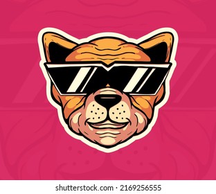 pet bull dog mascot illustration, icon vector.