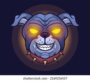 pet bull dog mascot illustration, icon vector.