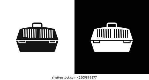 Pet cage icon Black line art vector logo set