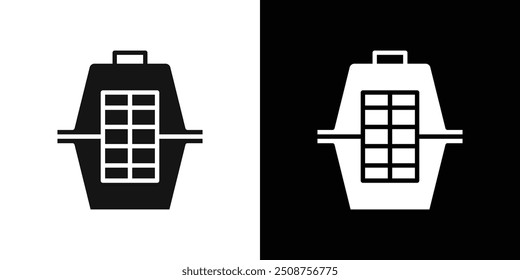 Pet cage icon Flat fill set collection