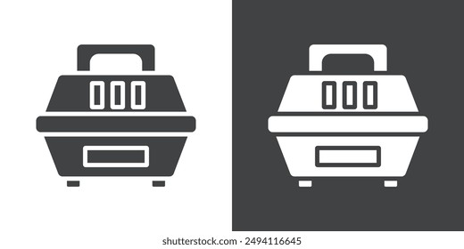 Pet cage icon Flat set in black and white color outline vector