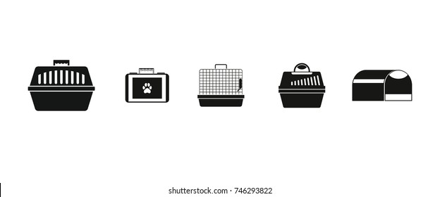 Pet Cage Icon Set. Simple Set Of Pet Cage Vector Icons For Web Design Isolated On White Background