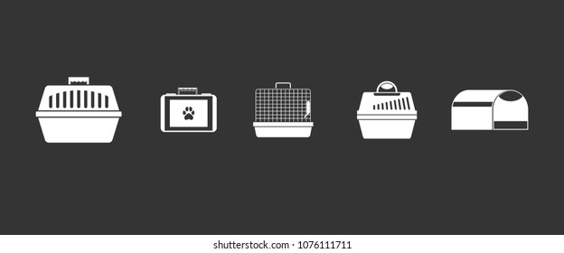 Pet cage icon set vector white isolated on grey background 