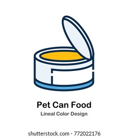 Pet Can Food Lineal Color Vector Illustrations