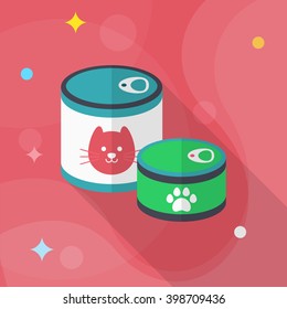 Pet cans icon , Vector flat long shadow design.