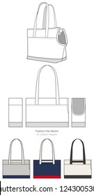 Pet Canvas Carrier flat technical drawing template