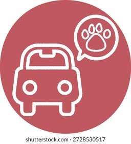 Mascota en el coche - rojo, aislado en el fondo blanco