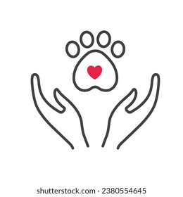 Pet care, adoption vector icon.