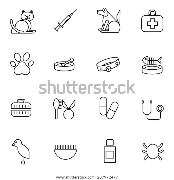 Pet Care Animal Hospital Icons Set Stock Vector (Royalty Free) 287972477