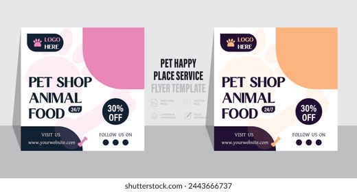 Pet care banner social media pack template premium, Pet care shop, food, and accessories post template banner cover. Pet care social media post Template or web banner template. Pet service promotional