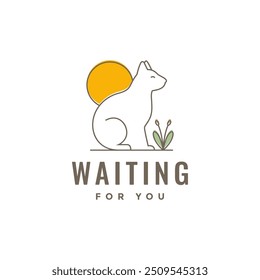 pet care cat pet house minimalist logo design vector