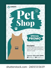 Pet care center flyer design template or pet adoption poster design, pet business a4-sized flyer template