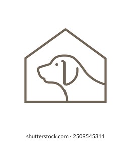 pet care dog pet house minimalist logo design vector