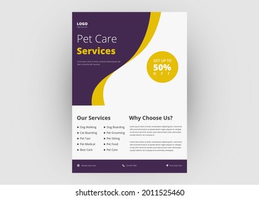 Pet Care Flyer Design. Faltblatt für die Sitzmöbel-Faltschachtel.
