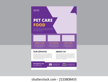 Diseño de folleto para el cuidado de mascotas. Plantilla del folleto del volante de sesión de mascotas. Diseño de anuncios publicitarios promocionales para el servicio de cuidado de mascotas. cubierta, tamaño a4, diseño de volante