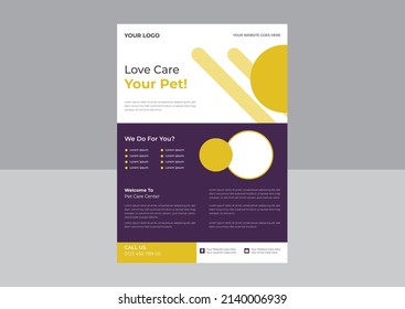 Pet care Flyer design, Pet care Vector template, Animal care Flyer Template, Pet Shop Flyer, Poster, Cover, a4 Size, Flyer Design.
