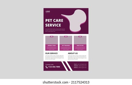 Design des Pet Care Flyer. Best Pet Care Service Flyer Plakatvorlage. A4-Größe, Abdeckung, Plakat, Flyer, Design