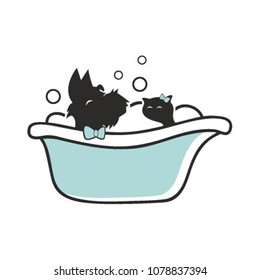 Pet Care Grooming Service, Shower, Cleaning, Wash,  Bath Icon Logo Vector