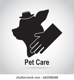 Pet care icon. Dog and glove, Grooming and spa, dog care concept