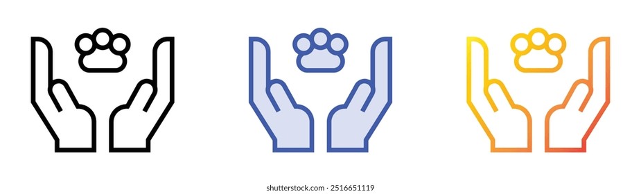 pet care icon. Linear, Blue Fill and Gradient Style Design Isolated On White Background