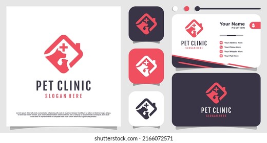 Pet care icon logo design with creative element concept Premium Vector