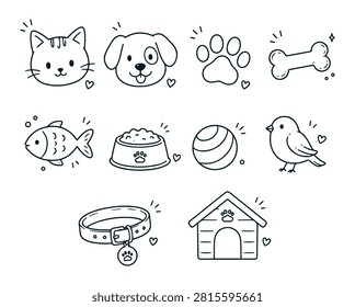 Pet Care Icon Set Bundle Sticker Illustration