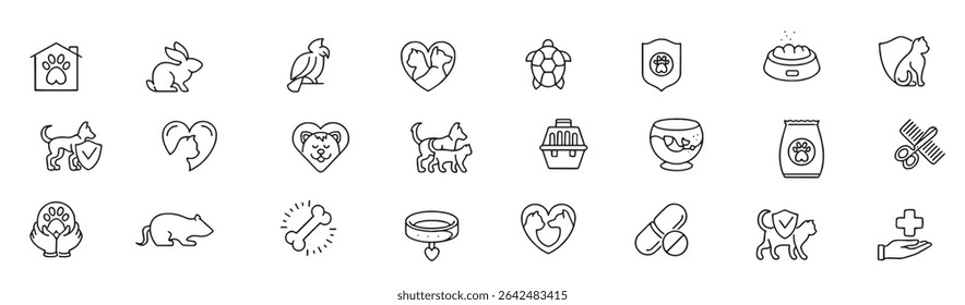 pet care icon set editable stroke pixel perfect set contains such icons as dog cat pets veterinarian