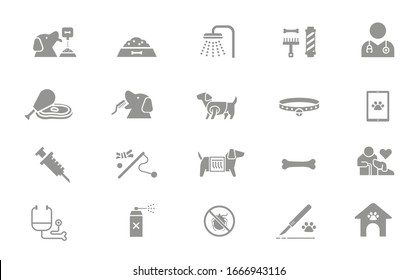 pet care icon set, flat design