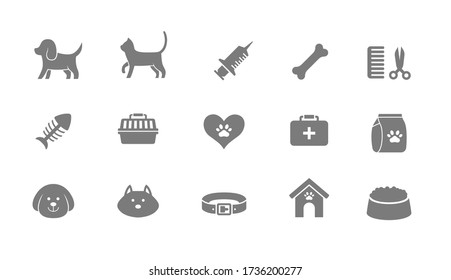 pet care icon set flat design