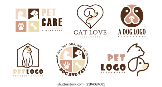 pet care icon set logo design for pet shop,pet home and veterinary logo