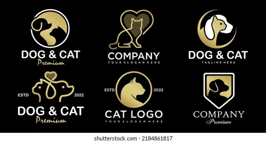 diseño del logotipo del conjunto de iconos para mascotas, hogar para mascotas y logotipo veterinario