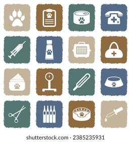 Pet Care Icons. Grunge Color Flat Design. Vector Illustration. 