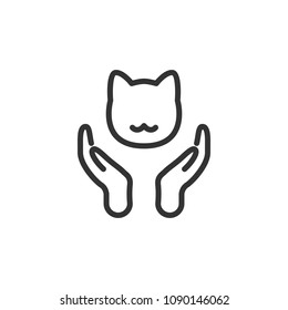 Pet care logo. Adopt a cat.  Vector illustration. 