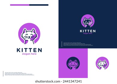 pet care logo ,cartoon kitten , logo design template.