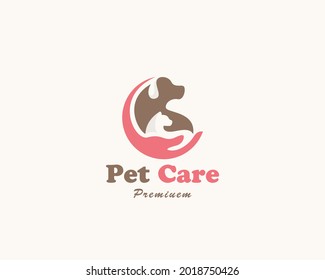 pet care logo creative animal concept hand food health care illustration vector