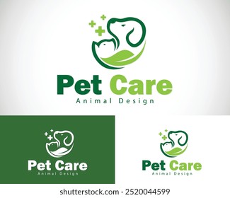 pet care logotipo criativo saúde natureza herbal cão e gato design conceito pet shop