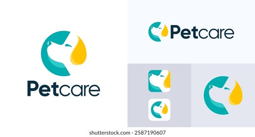 Pet care logo design, Animals pet shop vector icon Illustrations, Creative letter C integrated with dog head, Modern flat logo design template.