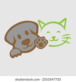 Pet Care Logo Design Dog Cat Stock Vector