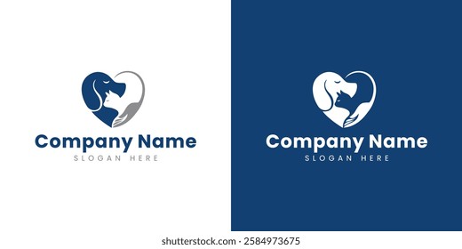 Pet care logo design dog and cat
