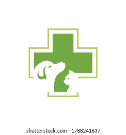 Pet care logo design illustration. Line art dog and cat vector. Icon for pet hospital and clinic center. Animal lover club community. Vintage modern. Apply to brand, web site, tips & guide advice apps