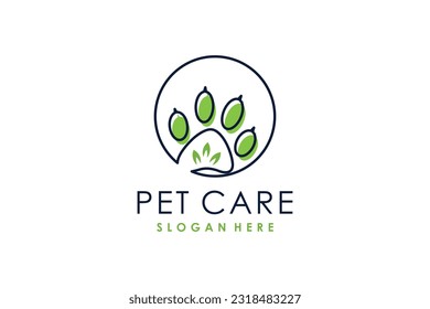 Pet care logo design with modern creative concept