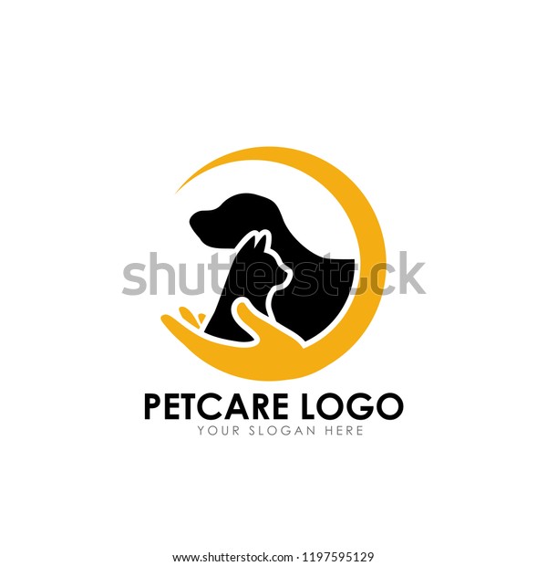 pet care logo design template. pet car\
vector icon illustration
