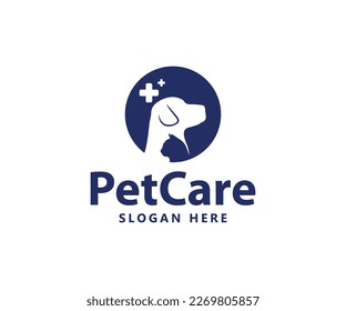 Pet Care Logo with Dog, and Cat, symbols vector logo template