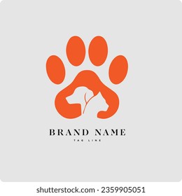 Pet Care Logo with Dog, Cat, Bird, Deer, elephant, Monkey and Hand SymbolsPet line style logo design set for pet shop, hotel, veterinarian Doctor.