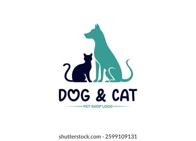 Pet care logo with dog and cat design minimalist
