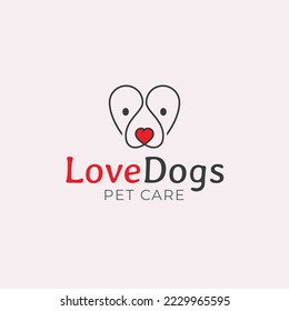 pet care logo - dogs love logo - hear - dog - puppy